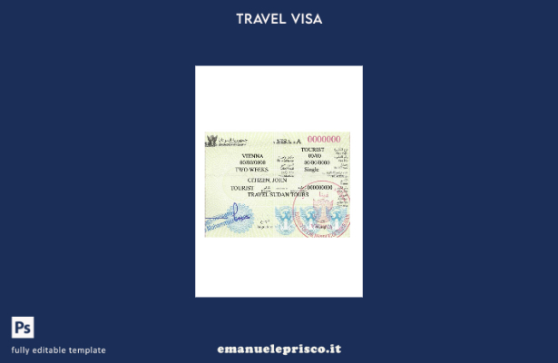 modello di versione del visto di viaggio per il Sudan in stile verificato